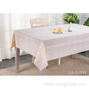 Customized white lace table cloth PVC Material